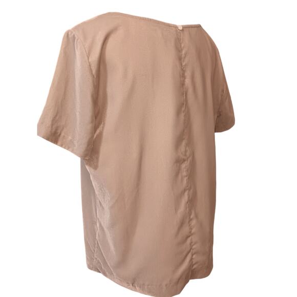 J. CREW Velvet Velour Short Sleeve Top Shirt Blouse Medium Beige Tan Neutrals - Picture 5 of 9